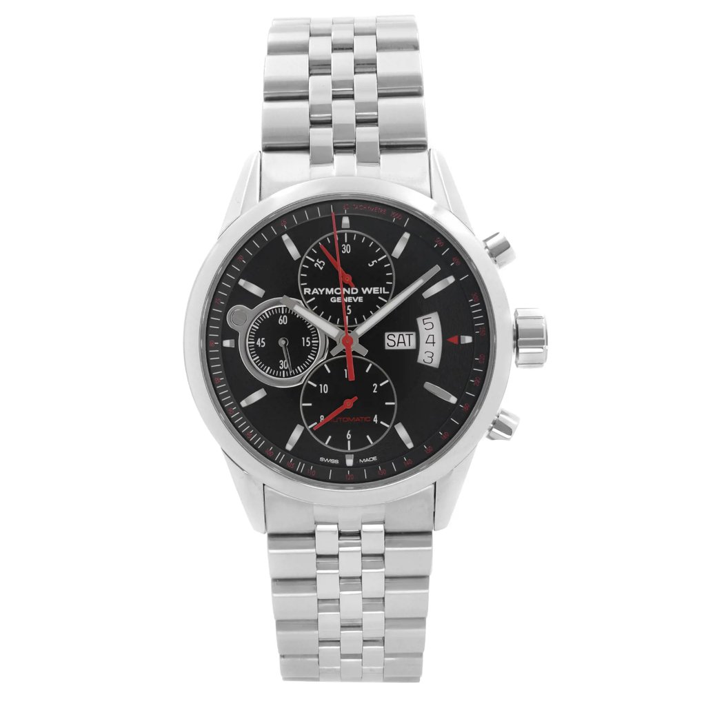 Front Full View Of RAYMOND WEIL 7730-ST-20041 Stainless Steel Watch Pre Owned Condition Good