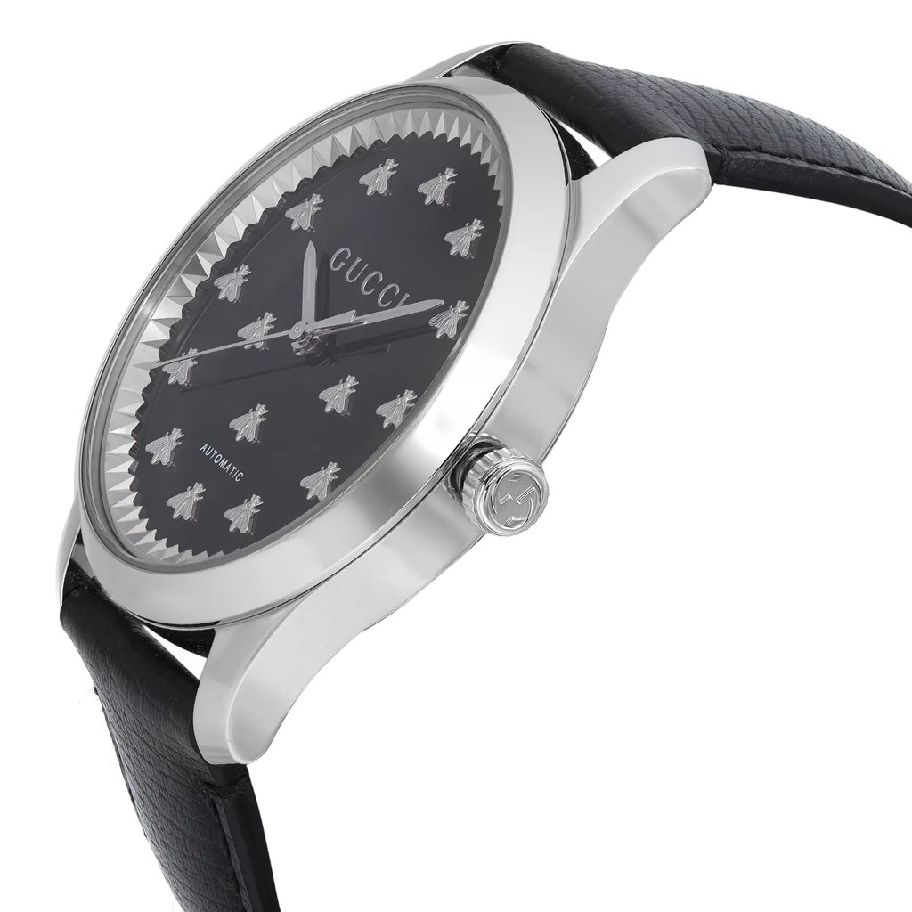 View Of Crown Facing Side Of Gucci YA126286 Stainless Steel Watch Display Model Condition