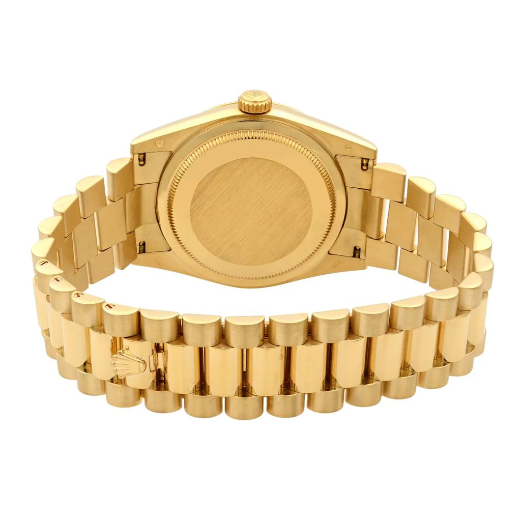 Back View Of {Caseback} Back Case And Closed Gold Band Of Rolex 118238 Watch Pre Owned Condition