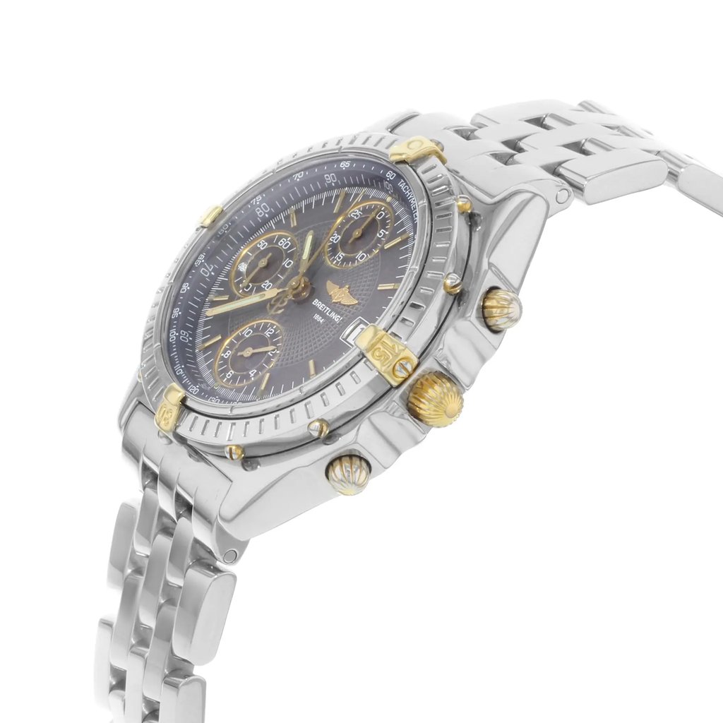 View Of Crown Facing Side Of Breitling B13050.1 Stainless Steel Watch Pre Owned Condition