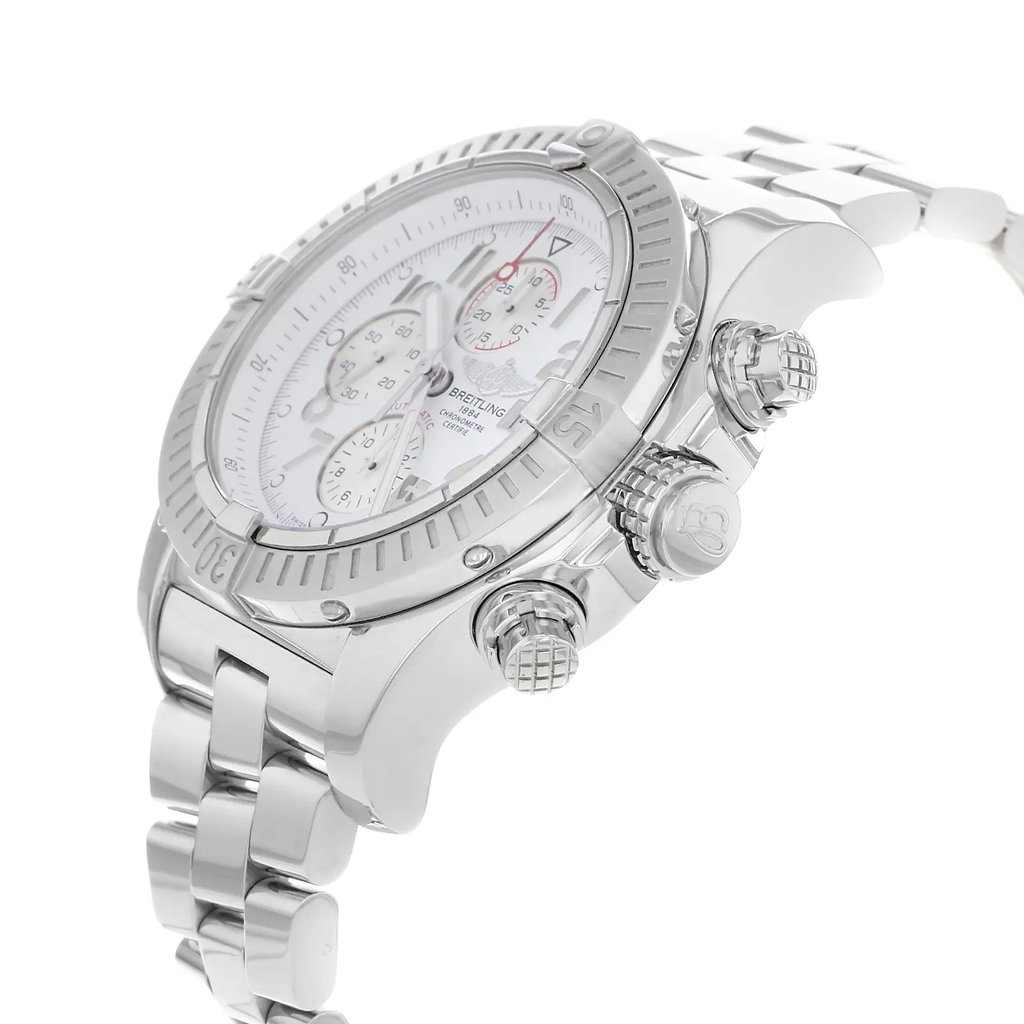 View Of Crown Facing Side Of Breitling A1337011/A699-135A Stainless Steel Watch Display Model Condition