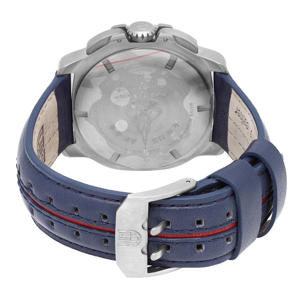 Back View Of Screwback Back Case And Closed Leather Band Of Luminox XA.9273 Watch Display Model Condition