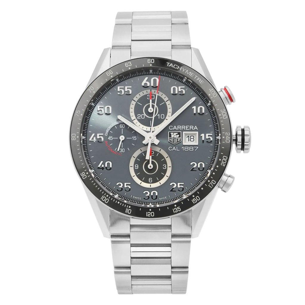 Front Full View Of TAG Heuer CAR2A11.BA0799 Stainless Steel Watch Pre Owned Condition Good