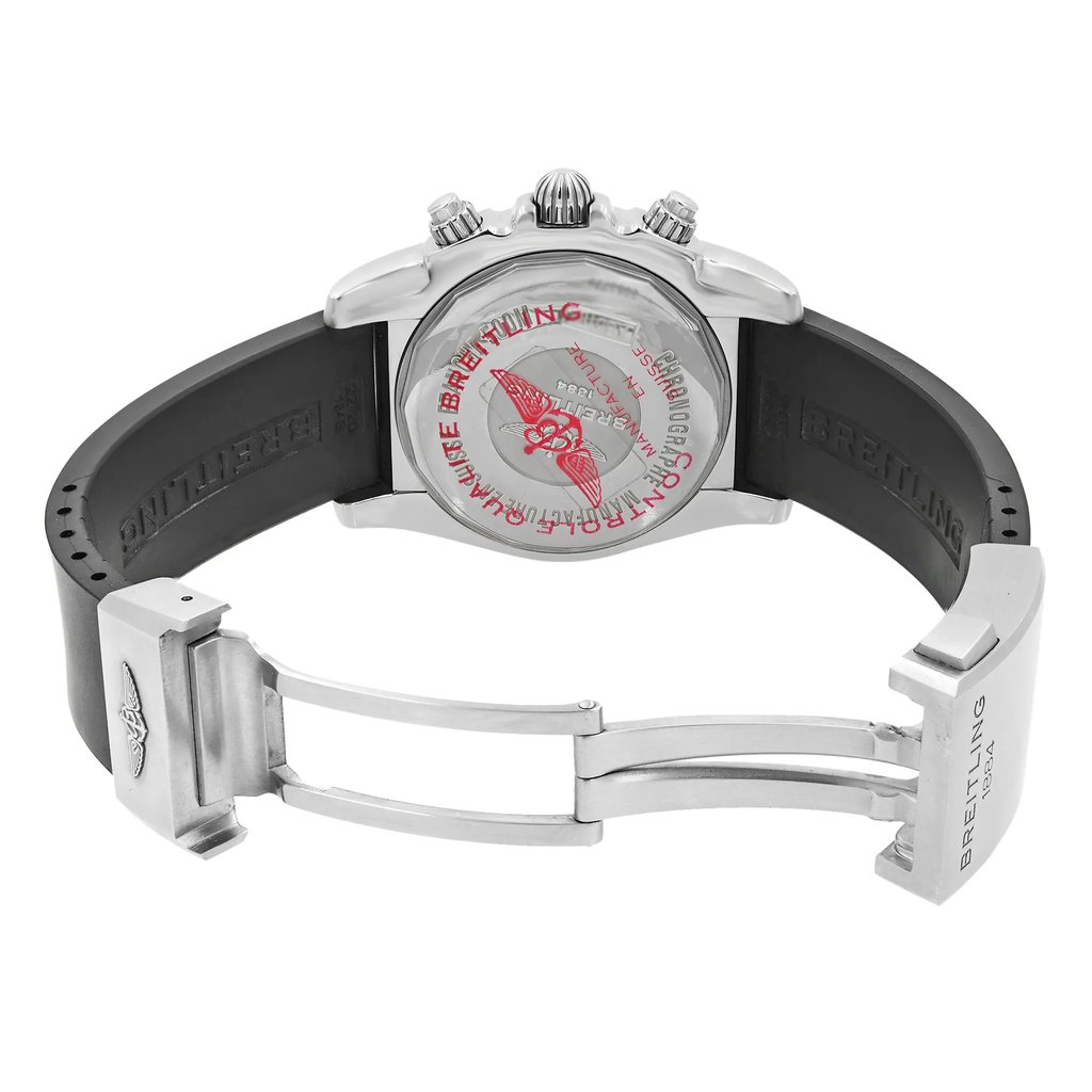 Back View Of {Caseback} Back Case And Open Rubber Band Of Breitling AB011010/BB08-134S Watch Display Model Condition