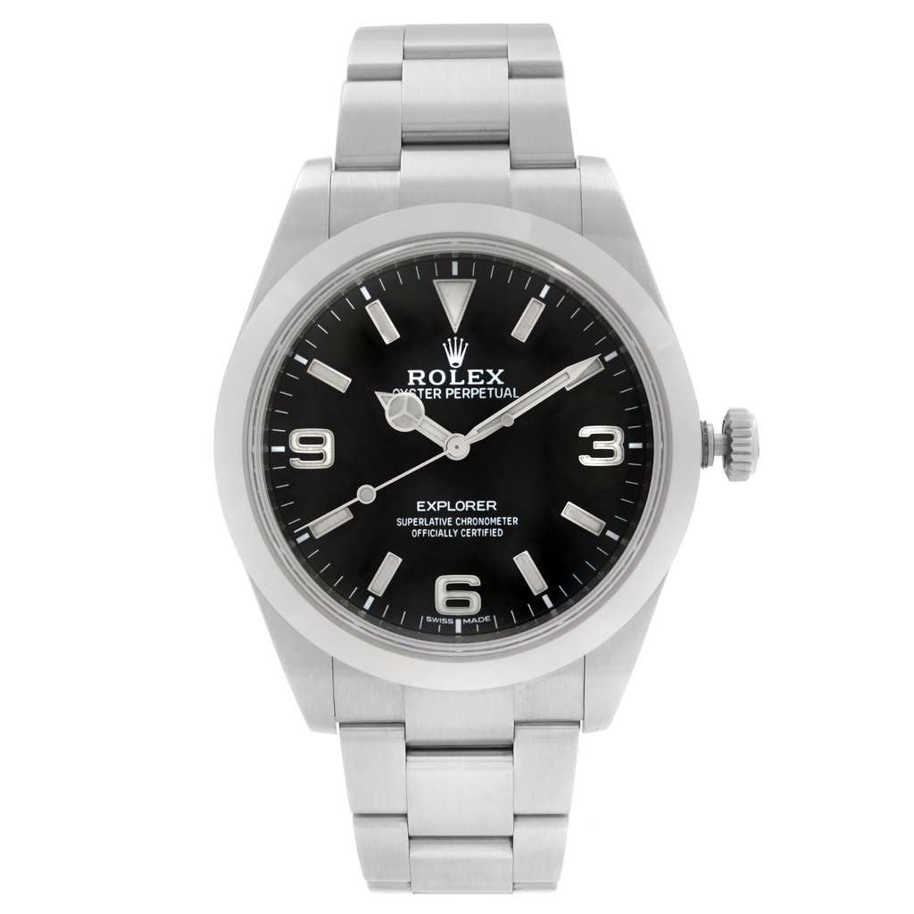 Front Full View Of Rolex 214270 Stainless Steel Watch Unworn Condition {Product Condition}
