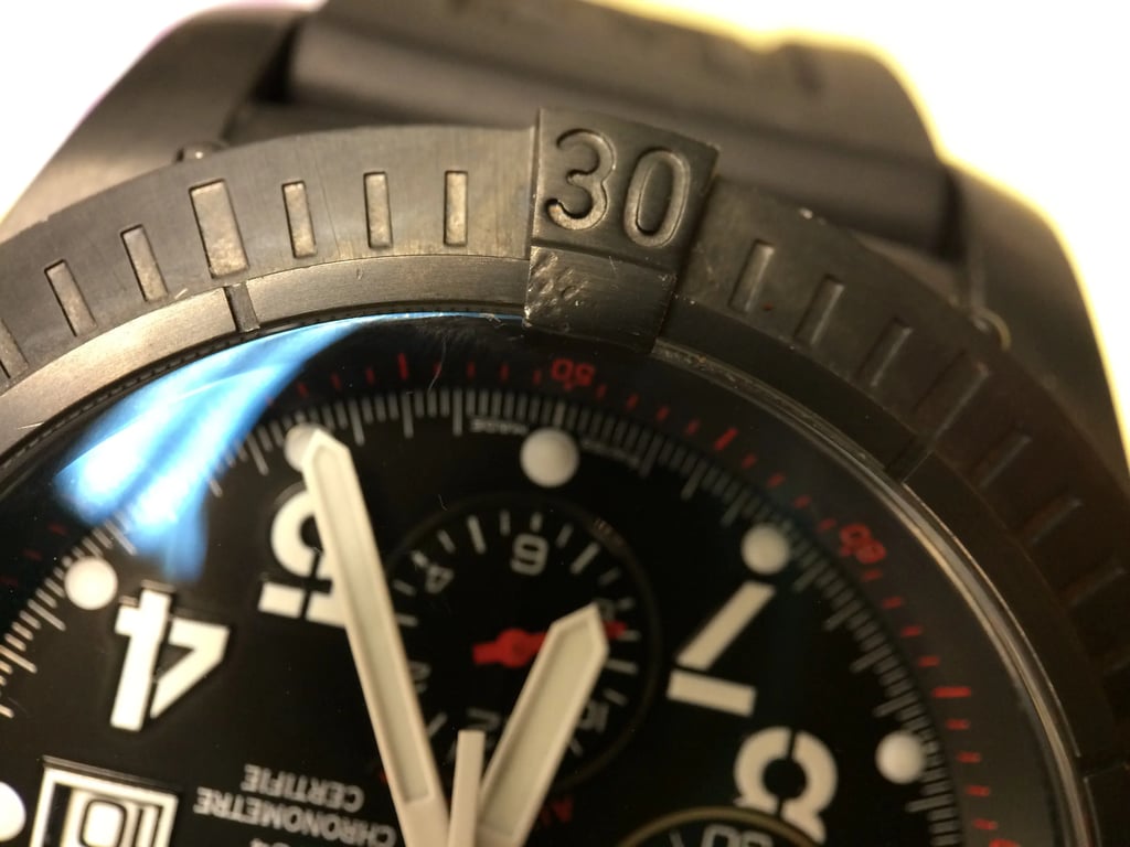 Up Close Front Facing Picture Of Breitling M13370/B930 Stainless Steel Watch Pre Owned Condition