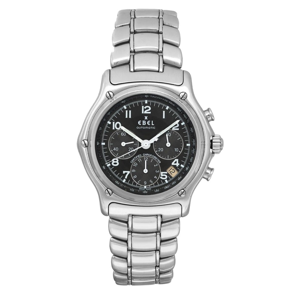 Front Full View Of EBEL 9137240 Stainless Steel Watch Pre Owned Condition Good