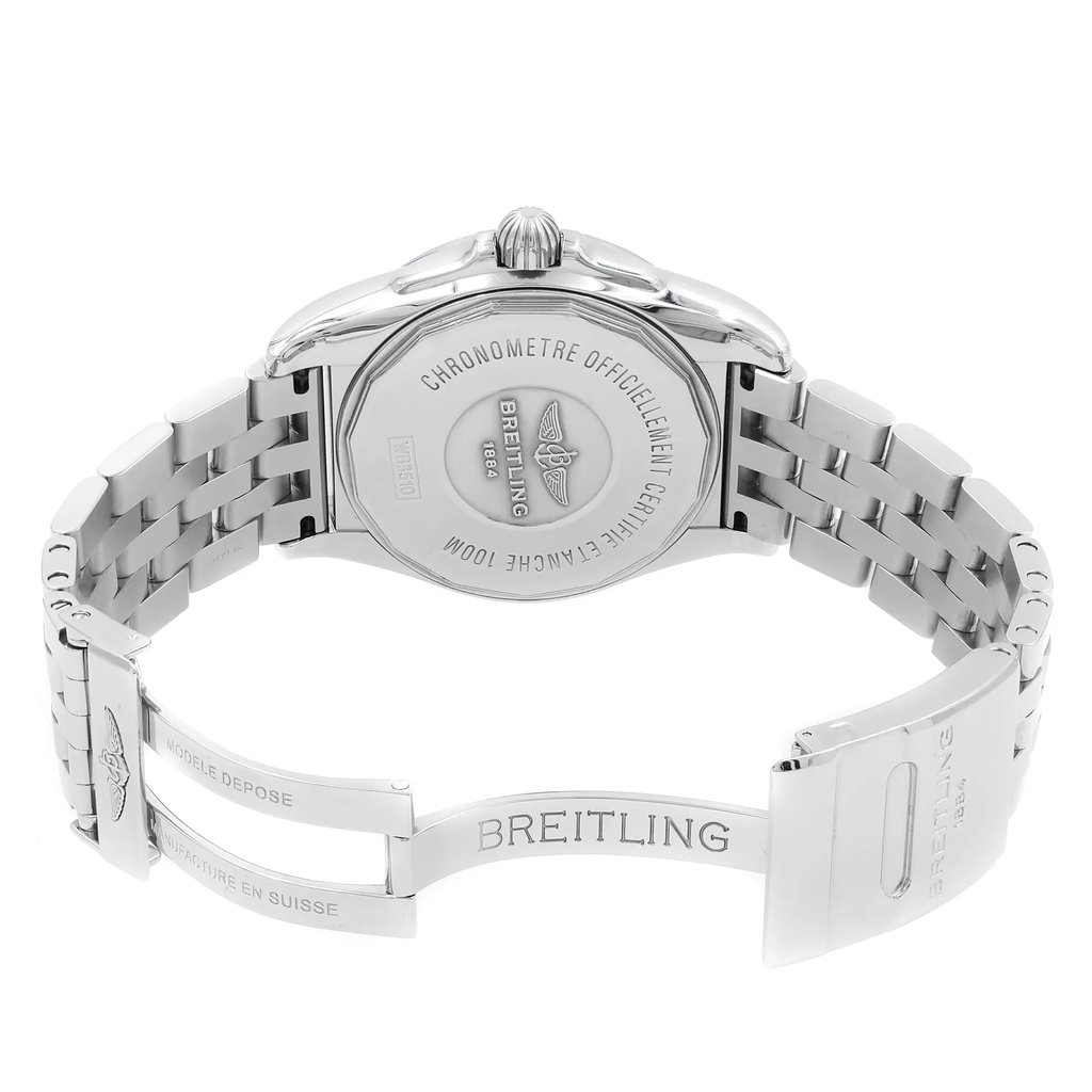 Back View Of {Caseback} Back Case And Open Stainless Steel Band Of Breitling WB3510U4/BD94-375A Watch Pre Owned Condition