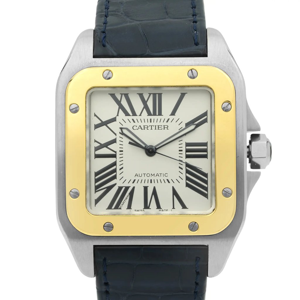 Up Close Front Facing Picture Of Cartier W20072X7 Stainless Steel Watch Pre Owned Condition