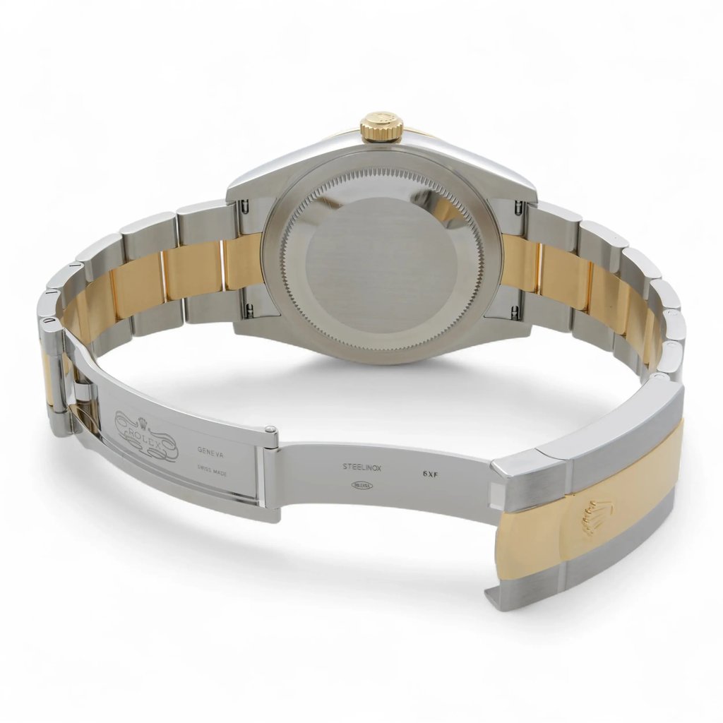 Back View Of Screwback Back Case And Open Stainless Steel,Yellow Gold Band Of Rolex 326933 Watch Pre Owned Condition