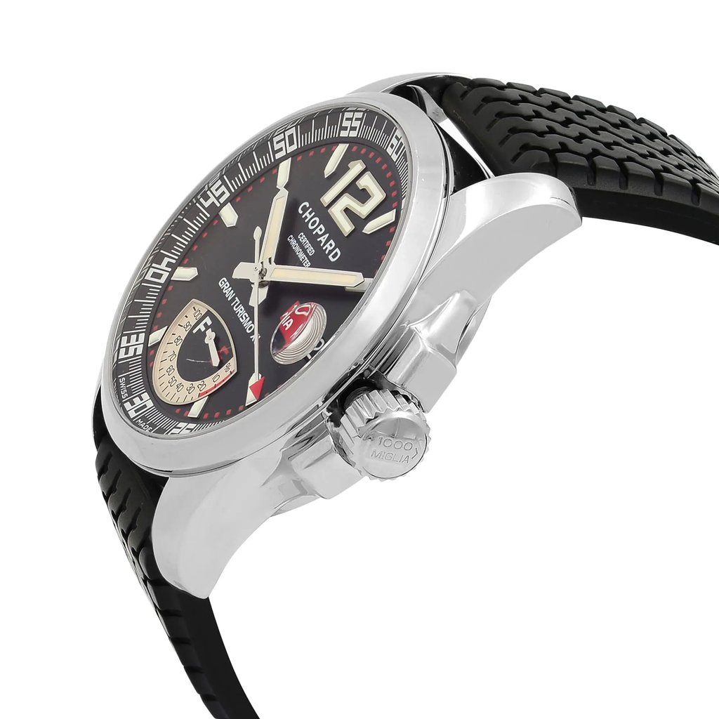 View Of Crown Facing Side Of Chopard 168457-3001 Stainless Steel Watch Pre Owned Condition