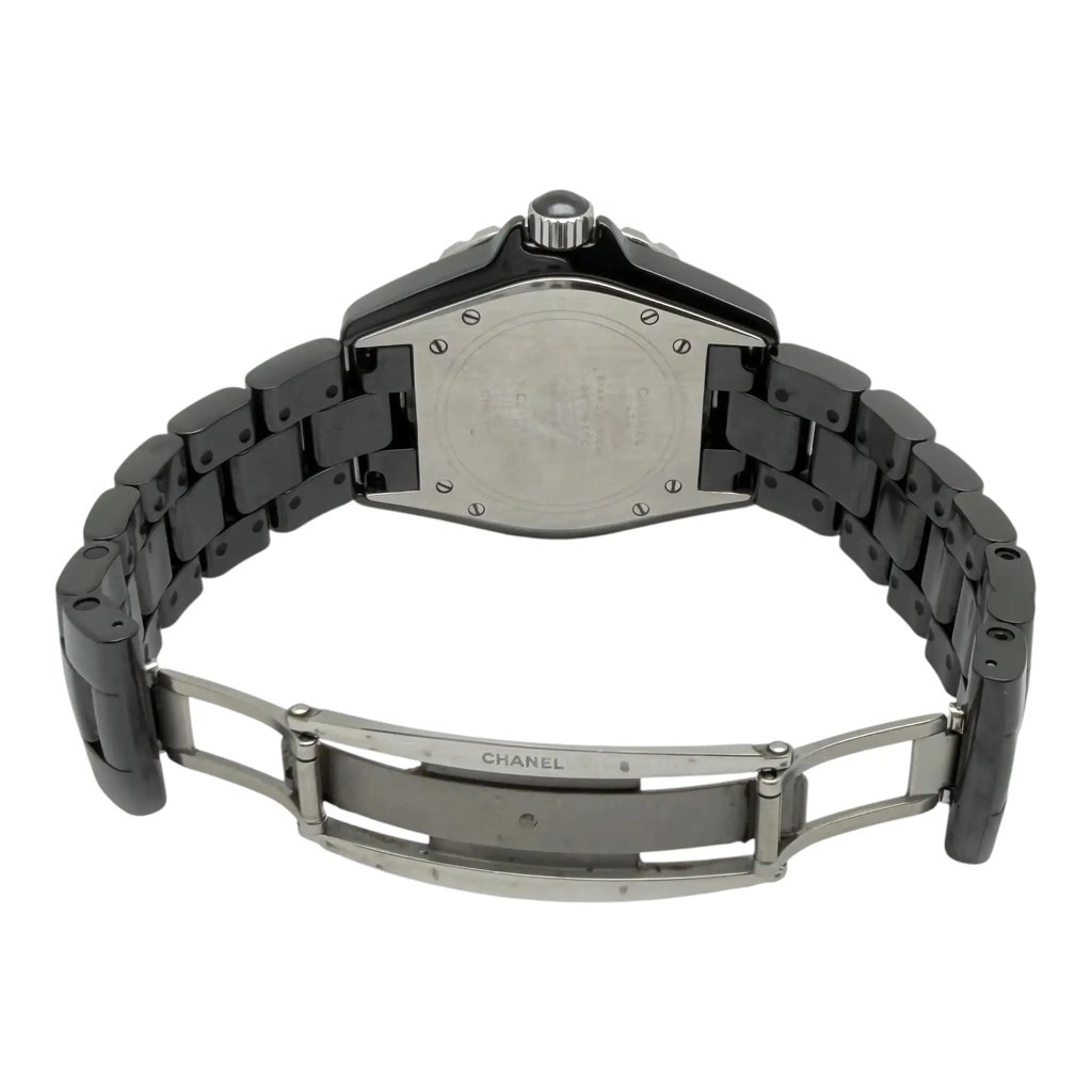 Back View Of {Caseback} Back Case And Open Ceramic Band Of Chanel H0685 Watch Pre Owned Condition