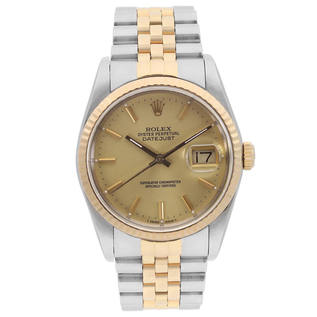 Front Full View Of Rolex 16233 Stainless Steel Watch Pre Owned Condition Good