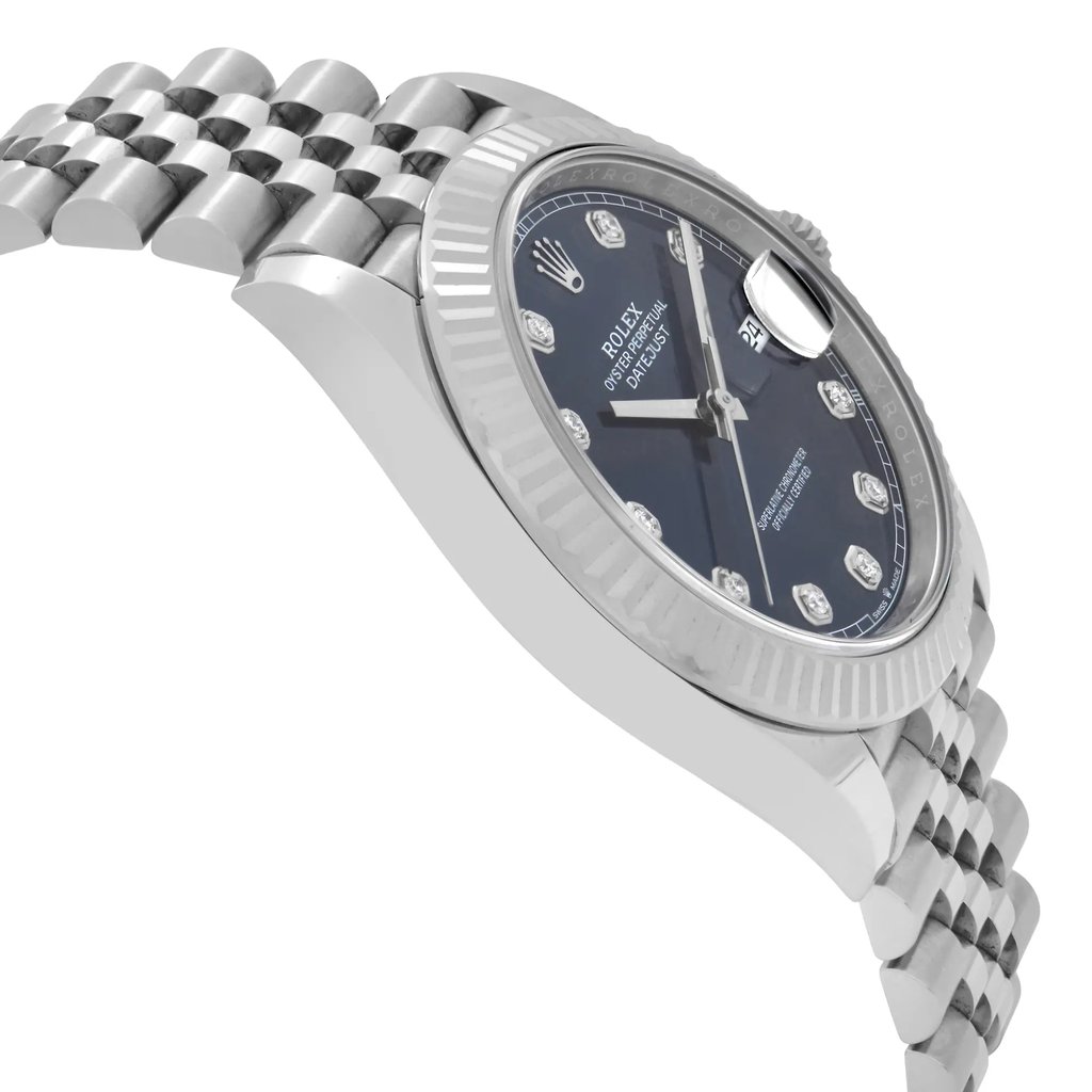 View Of Opposite Crown Facing Side Of Rolex 126334 Stainless Steel Watch Display Model Condition
