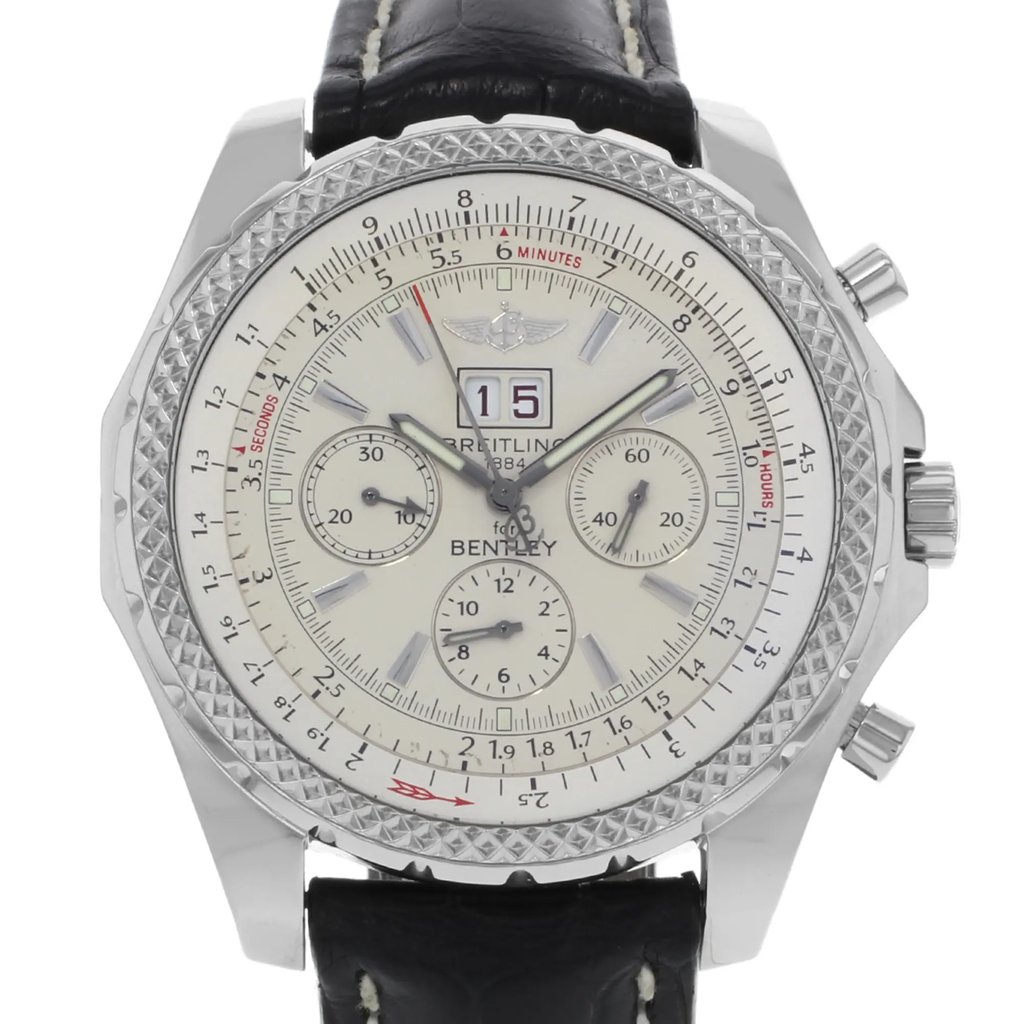 Up Close Front Facing Picture Of Breitling A4436212/G573 Stainless Steel Watch Pre Owned Condition