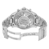 An image of a pre-owned Breitling men's wristwatch with an open clasp, shown from the back view. The watch is made of stainless steel with a screwback case back and a round watch shape. It features a fold-over clasp with a flip-lock safety. The watch is positioned at a slight angle, giving a clear view of the back and the clasp, and is photographed from a medium distance. The watch is pre-owned and may show signs of wear and scratches.