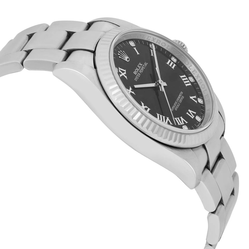 View Of Opposite Crown Facing Side Of Rolex 116034 Stainless Steel Watch Pre Owned Condition