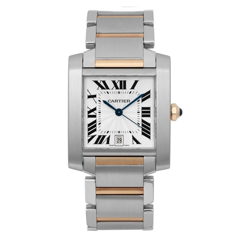 Front Full View Of Cartier W51005Q4 Stainless Steel Watch Pre Owned Condition Excellent