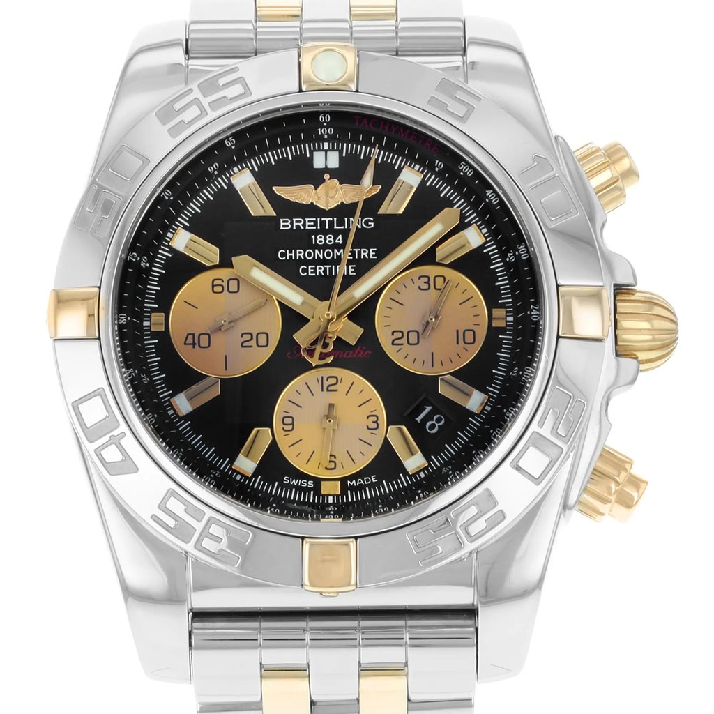 Up Close Front Facing Picture Of Breitling IB011012/B968-TT Stainless Steel Watch Pre Owned Condition