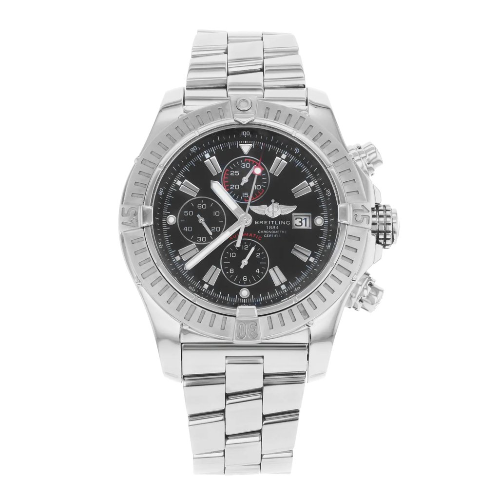 Front Full View Of Breitling A1337011/B907-135A Stainless Steel Watch Pre Owned Condition {Product Condition}