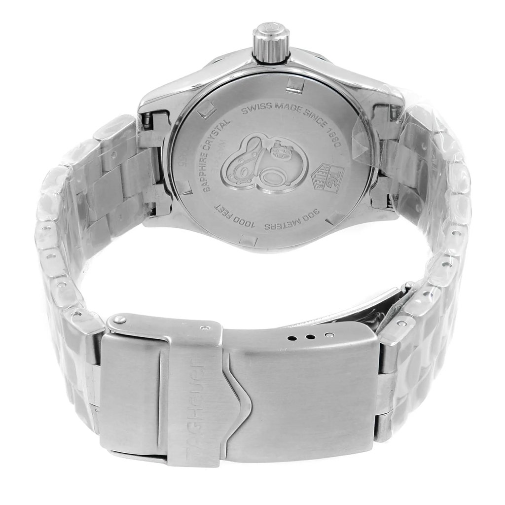 Back View Of {Caseback} Back Case And Closed Stainless Steel Band Of TAG Heuer WAF141E.BA0812 Watch Pre Owned Condition