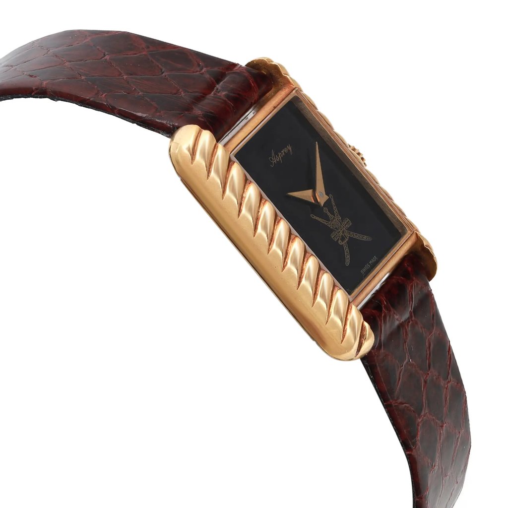 View Of Opposite Crown Facing Side Of Asprey 616506 Gold 18kt Watch Pre Owned Condition