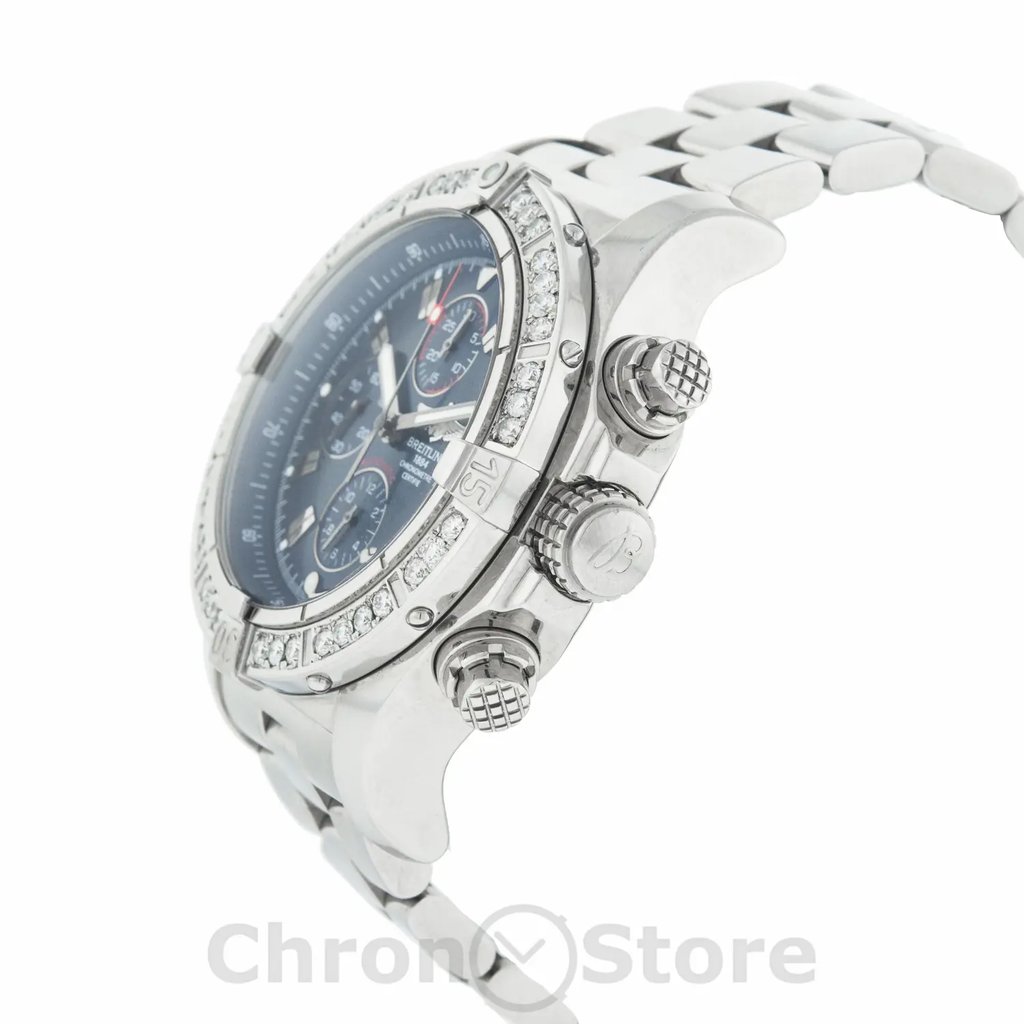 View Of Crown Facing Side Of Breitling A13370 Stainless Steel Watch Pre Owned Condition