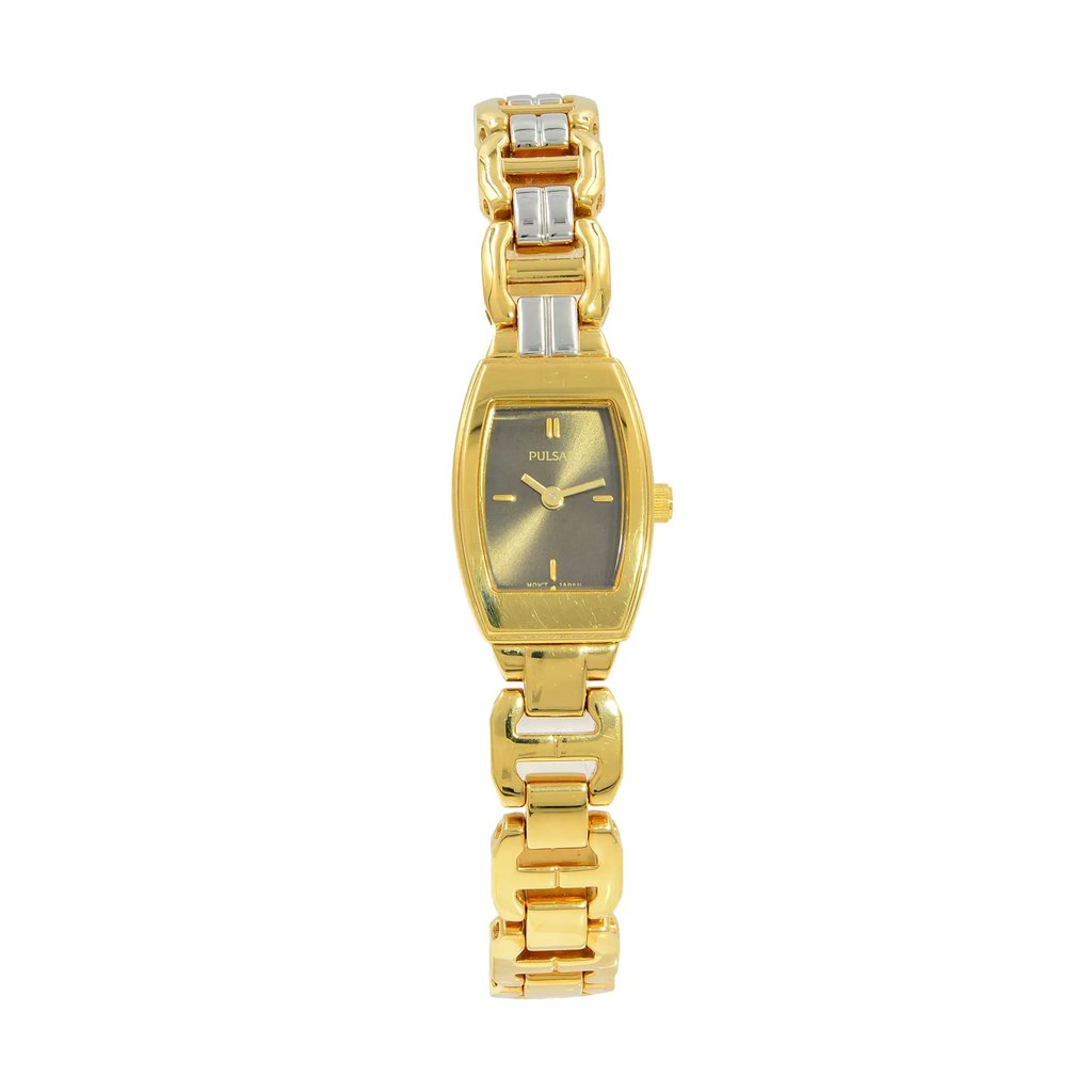 Front Full View Of Pulsar PEG446 Stainless Steel Watch Pre Owned Condition {Product Condition}