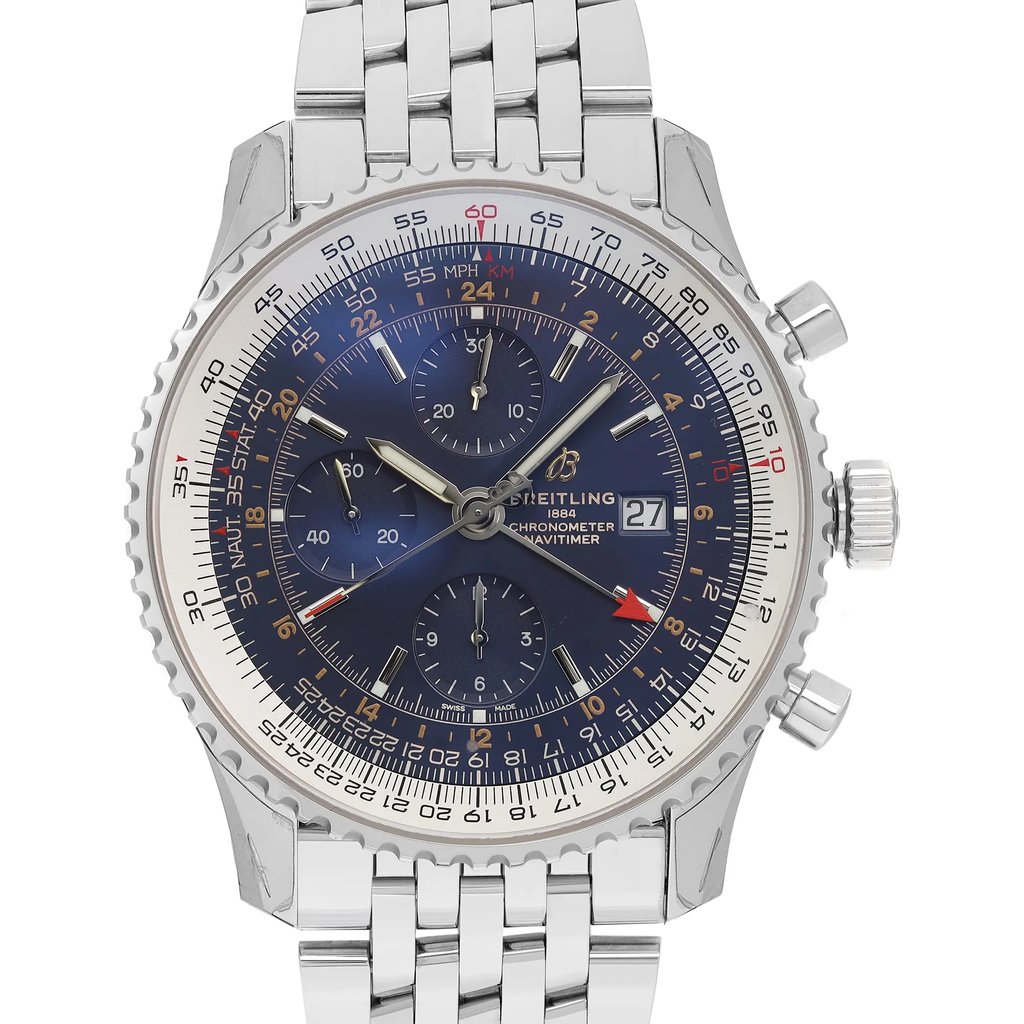 Up Close Front Facing Picture Of Breitling A24322121C2A1 Stainless Steel Watch Display Model Condition
