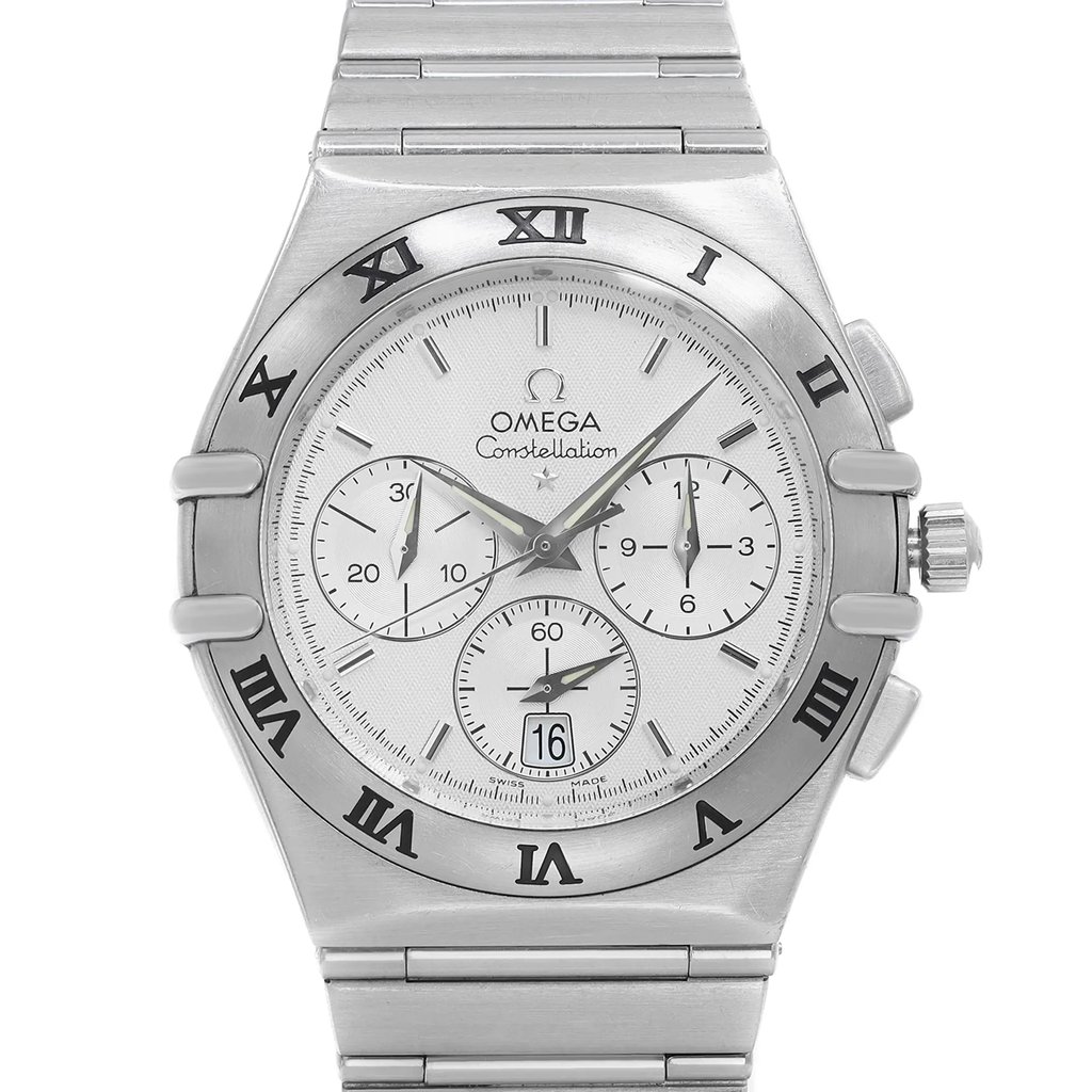 Up Close Front Facing Picture Of OMEGA 154.23.00 Stainless Steel Watch Pre Owned Condition