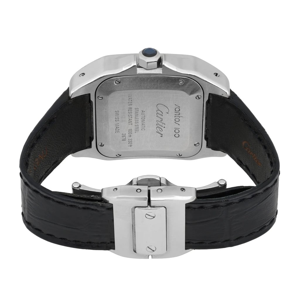 Back View Of Screwback Back Case And Closed Stainless Steel Band Of Cartier 2878 Watch Pre Owned Condition
