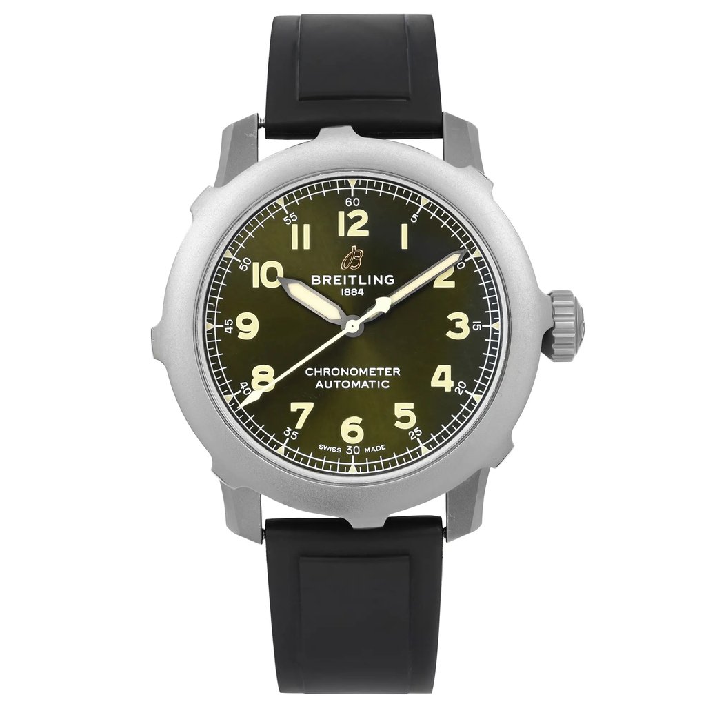 Front Full View Of Breitling  Breitling Navitimer Aviator Titanium Watch Pre Owned Condition {Product Condition}