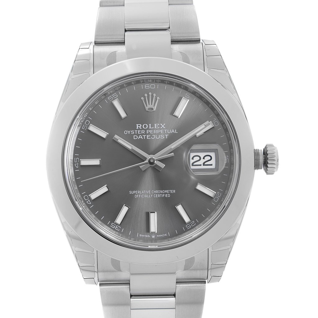 Up Close Front Facing Picture Of Rolex 126300  Stainless Steel Watch Unworn Condition