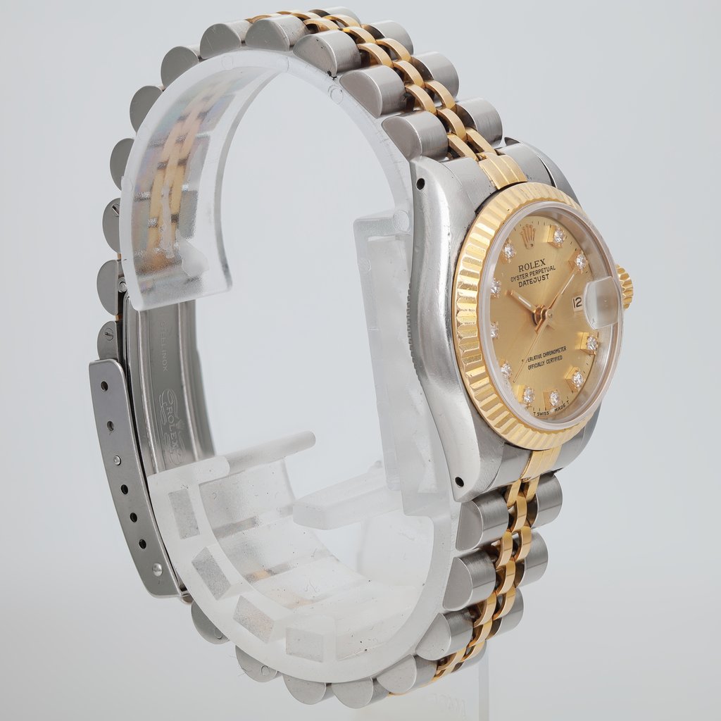 View Of Opposite Crown Facing Side Of Rolex 69173 Stainless Steel Watch Pre Owned Condition
