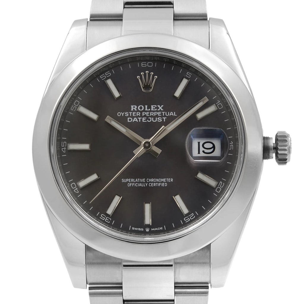 Up Close Front Facing Picture Of Rolex 126300 Stainless Steel Watch Pre Owned Condition