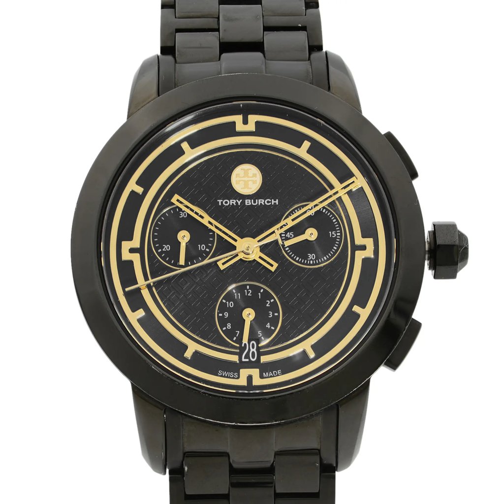 Up Close Front Facing Picture Of Tory Burch TRB1025 Stainless Steel Watch Pre Owned Condition