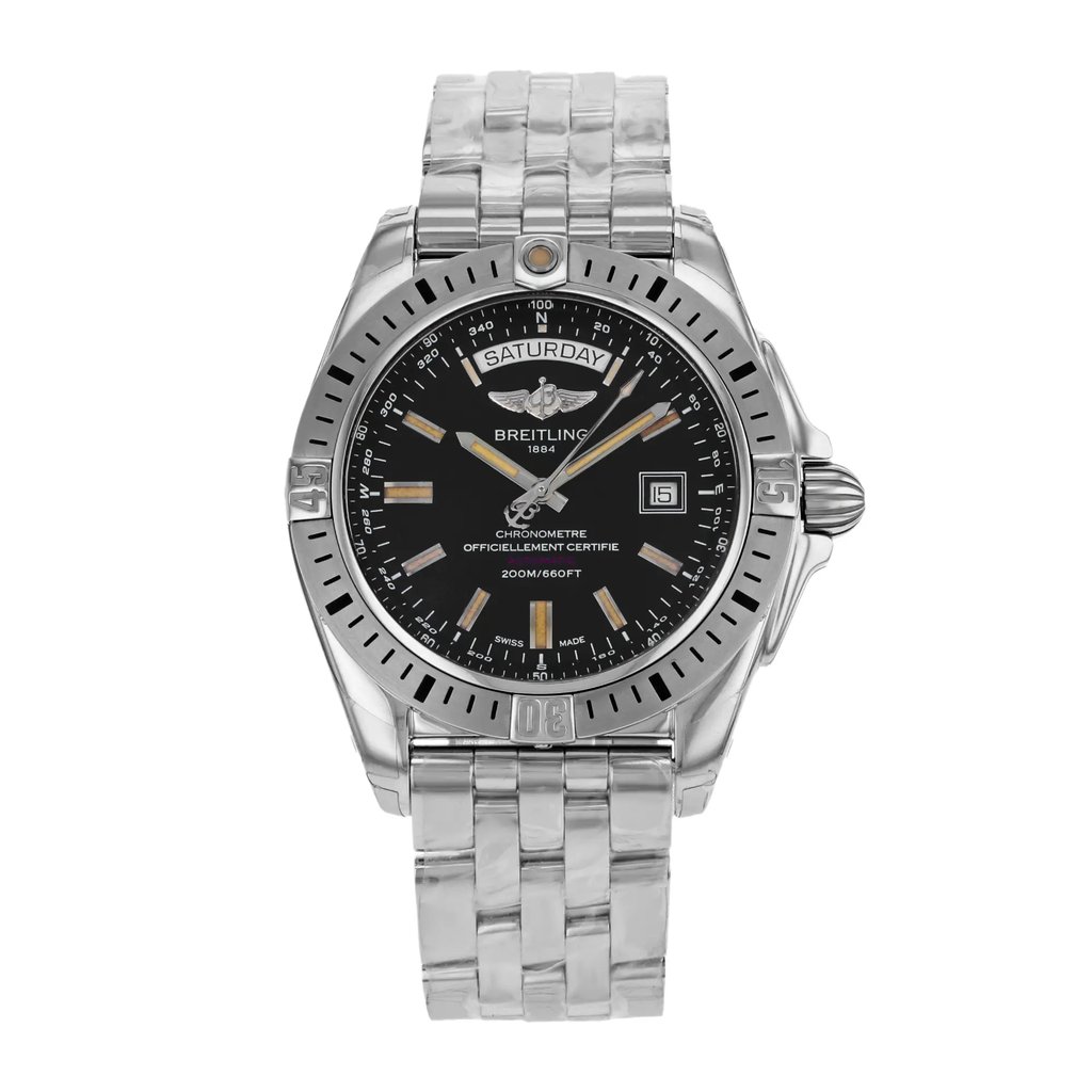 Front Full View Of Breitling A45320B9/BD42-375A Stainless Steel Watch Display Model Condition {Product Condition}