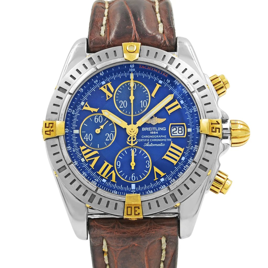 Up Close Front Facing Picture Of Breitling B13356 Stainless Steel Watch Pre Owned Condition
