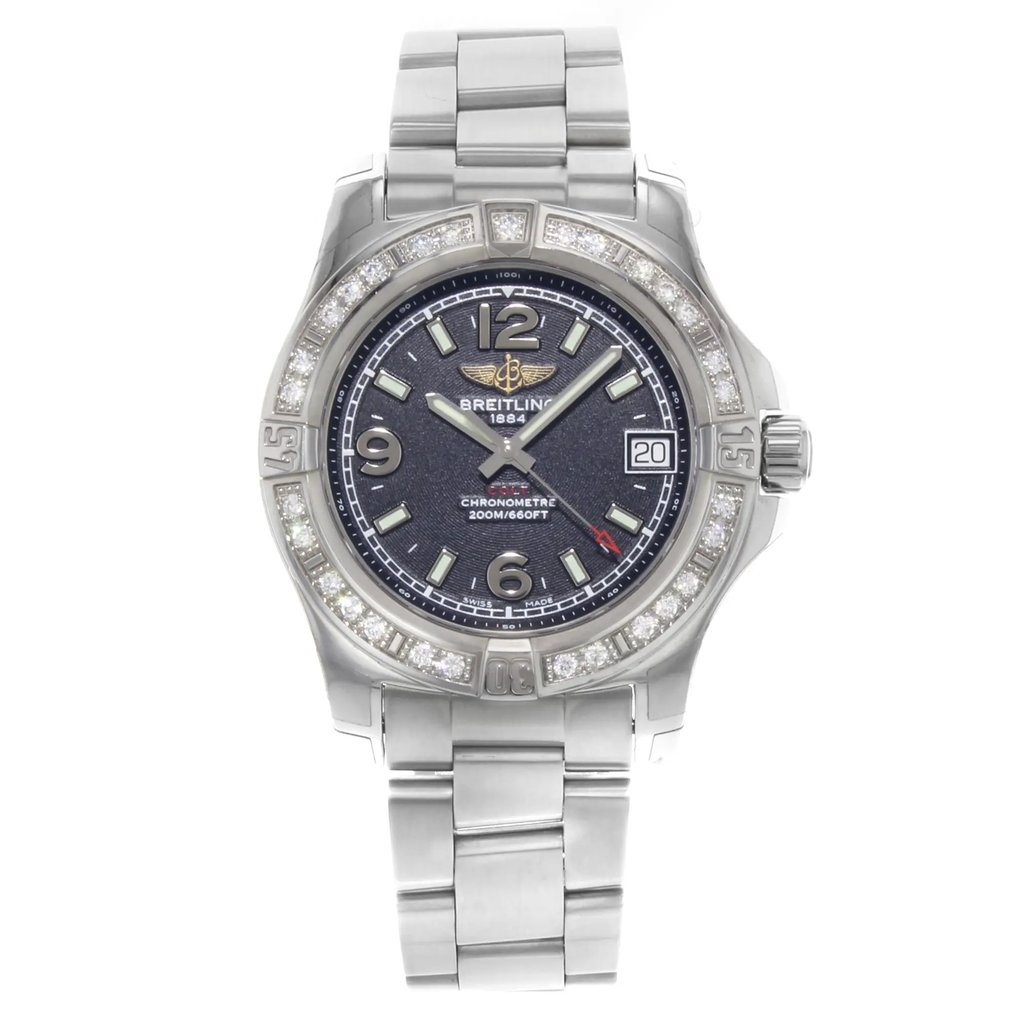 Front Full View Of Breitling A7438953/BD82-178A Stainless Steel Watch Display Model Condition {Product Condition}
