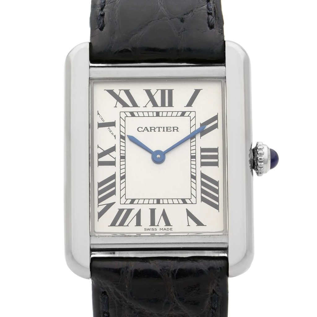 Up Close Front Facing Picture Of Cartier W5200005 Stainless Steel Watch Pre Owned Condition