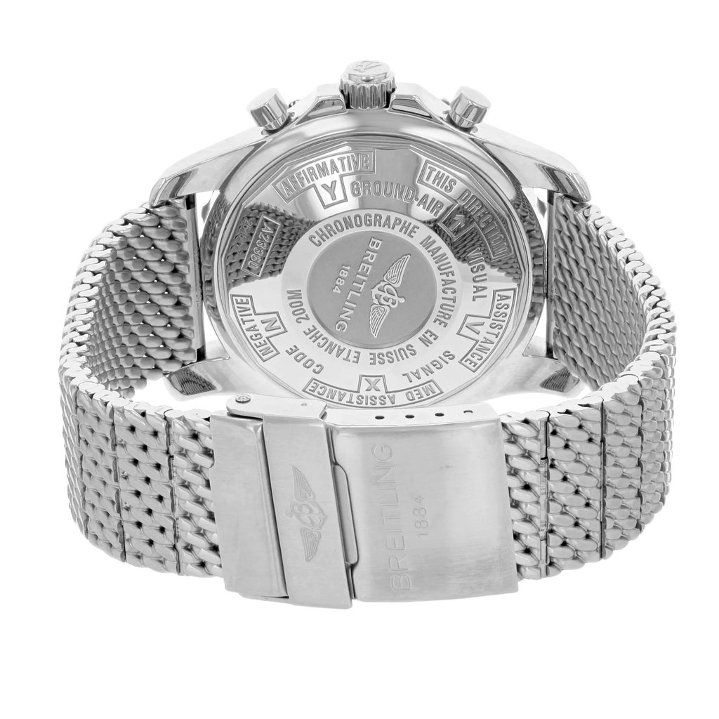 Back View Of {Caseback} Back Case And Closed Stainless Steel Band Of Breitling A2336035-C833-152A Watch Display Model Condition