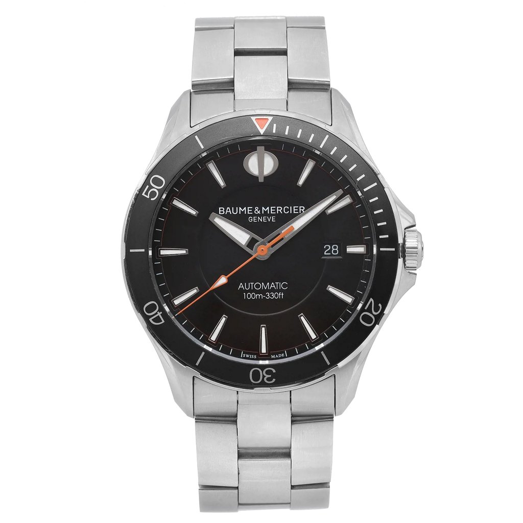 Front Full View Of Baume & Mercier 10340 Stainless Steel Watch Pre Owned Condition Good