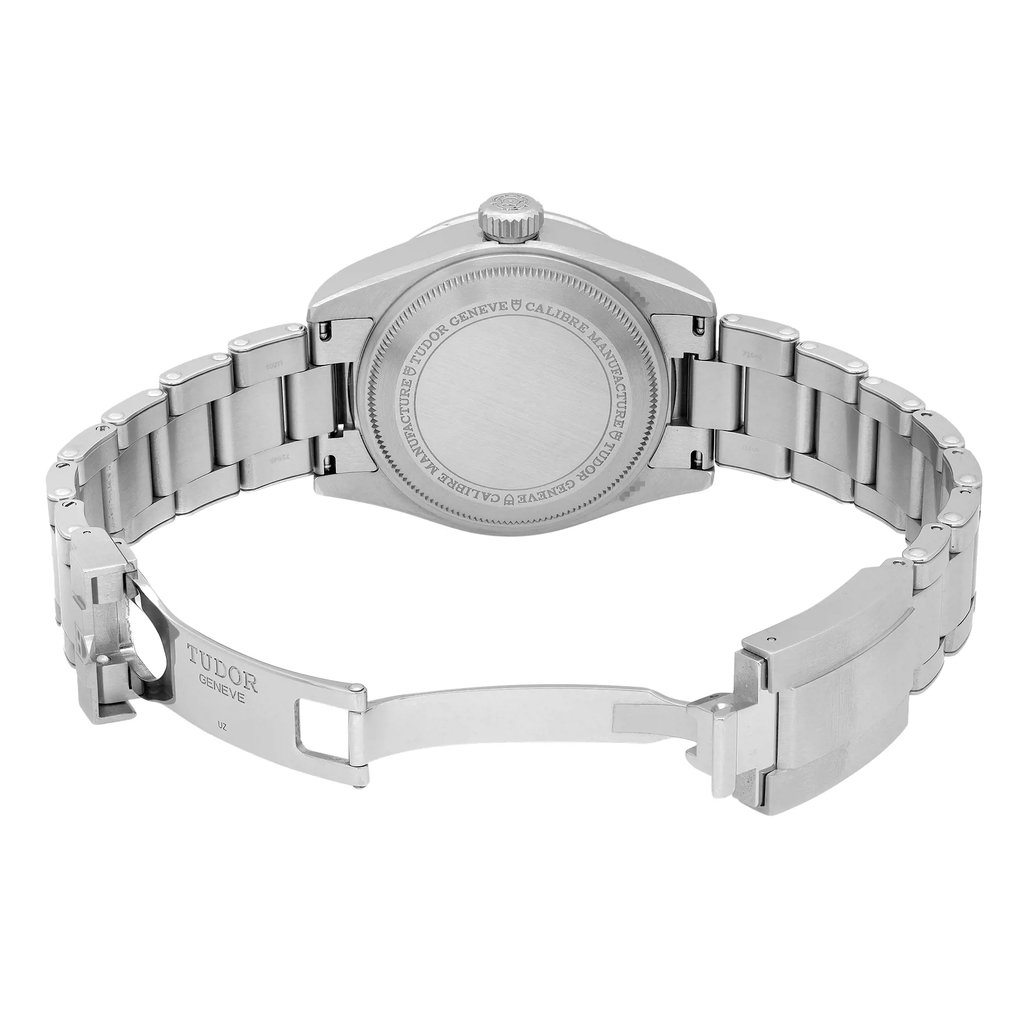 Back View Of Solid Back Case And Open Stainless Steel Band Of TUDOR M79470-0001 Watch Unworn Condition