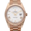 Up Close Front Facing Picture Of Rolex 228235 Rose Gold Watch Pre Owned Condition