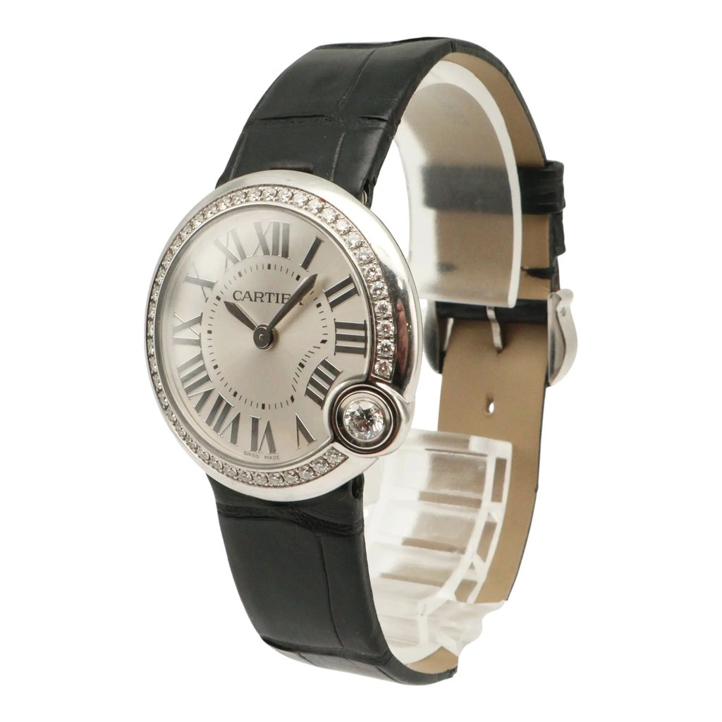 View Of Crown Facing Side Of Cartier W4BL0003 Stainless Steel Watch Pre Owned Condition