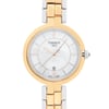 An image of a Wristwatch by Tissot. This Display Model item is designed for Women, featuring a Dress/Formal style. It has a Quartz movement and an Analog display with a White dial color. The indices include 12-Hour Dial,Stick Indexes. The band is made of Stainless Steel and the case is made of Stainless Steel. The watch has a Round shape with a case size of 30 mm and a case thickness of 7 mm.