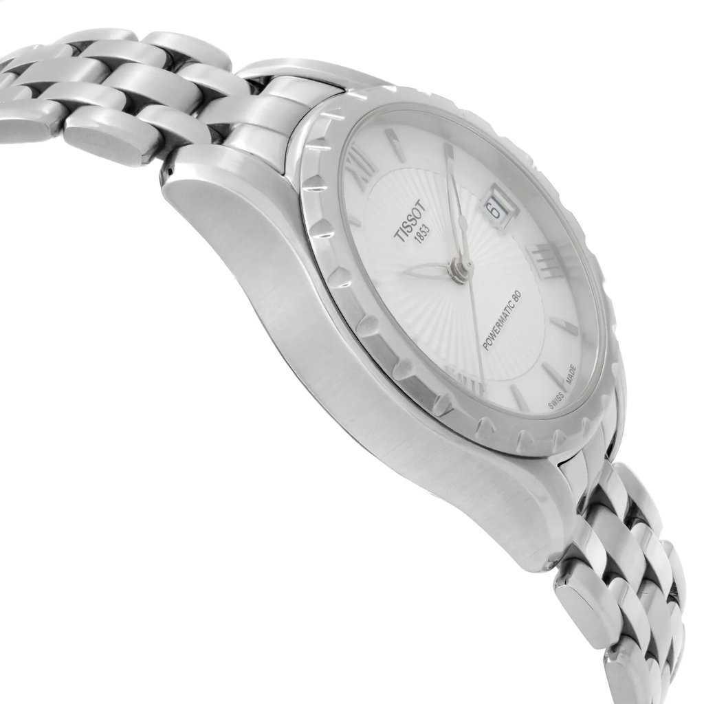 View Of Opposite Crown Facing Side Of Tissot T072.207.11.118.00 Stainless Steel Watch Display Model Condition