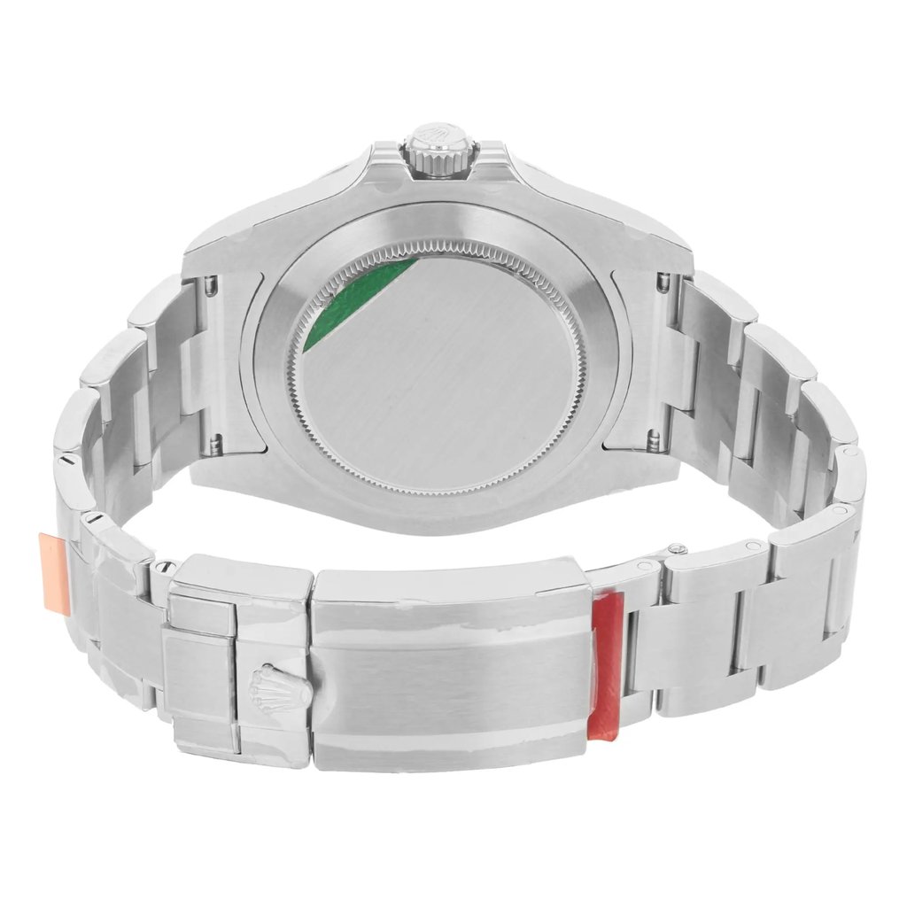 Back View Of {Caseback} Back Case And Closed Stainless Steel Band Of Rolex 216570 bk Watch Unworn Condition
