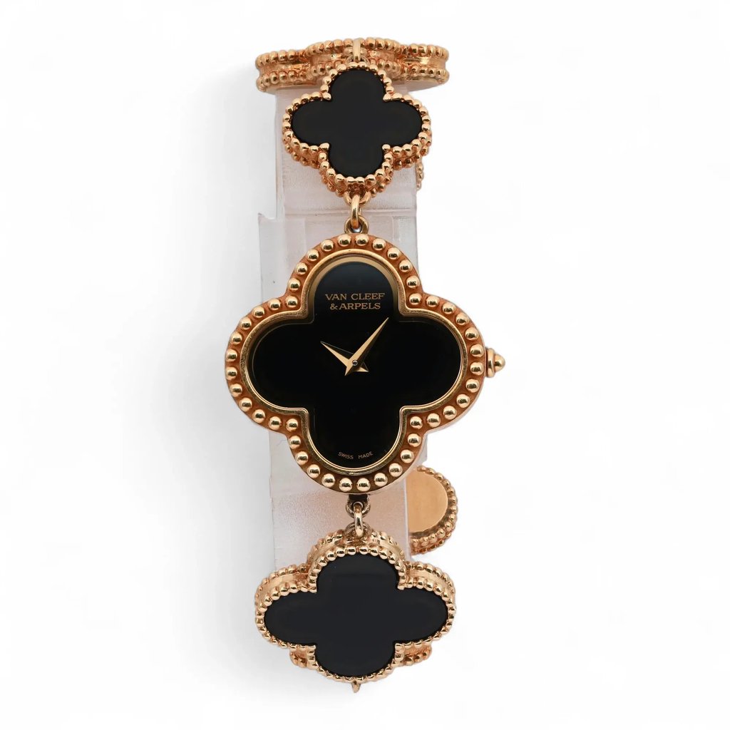 Front Full View Of Van Cleef & Arpels VCARO40R00 Yellow Gold Watch Pre Owned Condition {Product Condition}