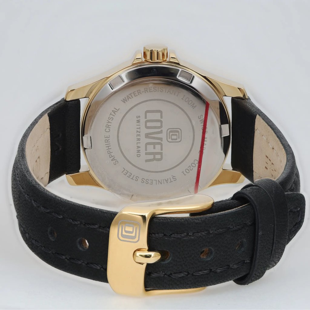 Back View Of Solid Back Case And Closed Leather Band Of COVER CO201.15 Watch New With Defects Condition